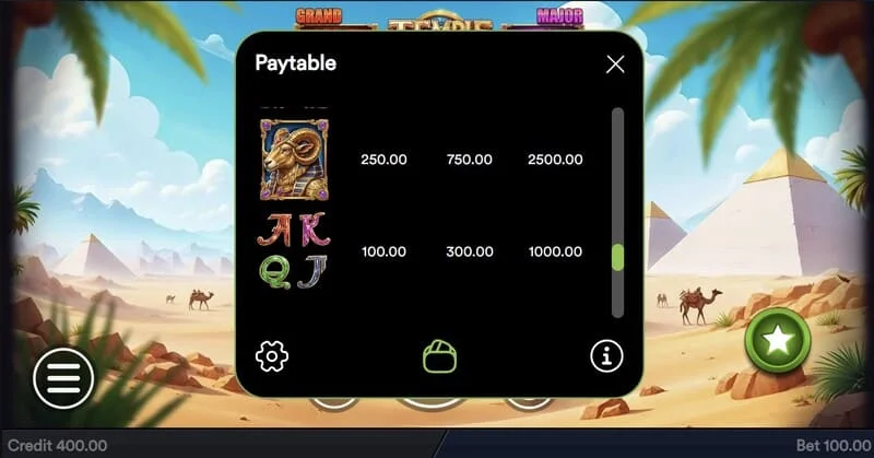 Temple of Treasures - বোনাস কেনার জন্য Buy Feature উইন্ডো